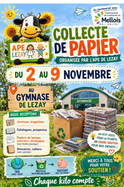Collecte de papier de l'APE au gymnase