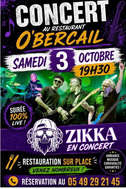 Dîner et concert Zikka O'Bercail 