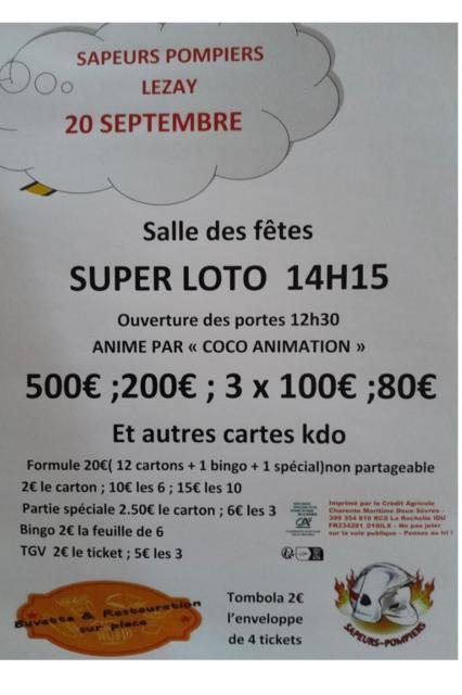 Loto organisé par les  Pompiers